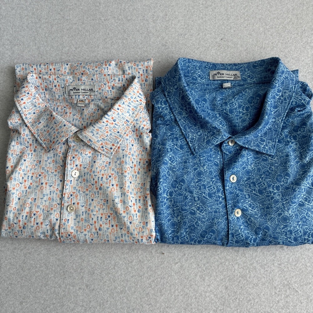 Peter Millar Lot Bundle Mens Summer Comfort Golf Polos 2XL XXL Cocktails Guitars
